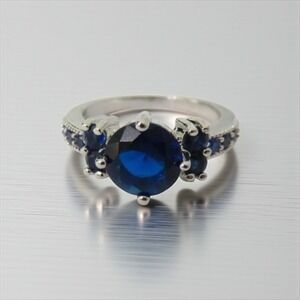 10K‎ GF Prong Set Royal Blue Cubic Zirconia CZ Ring Size 6.5